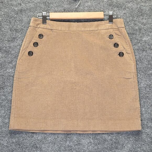 Banana Republic Skirt Womens 6 Khaki Corduroy Stretch Button Pockets Back Zip - Picture 1 of 9